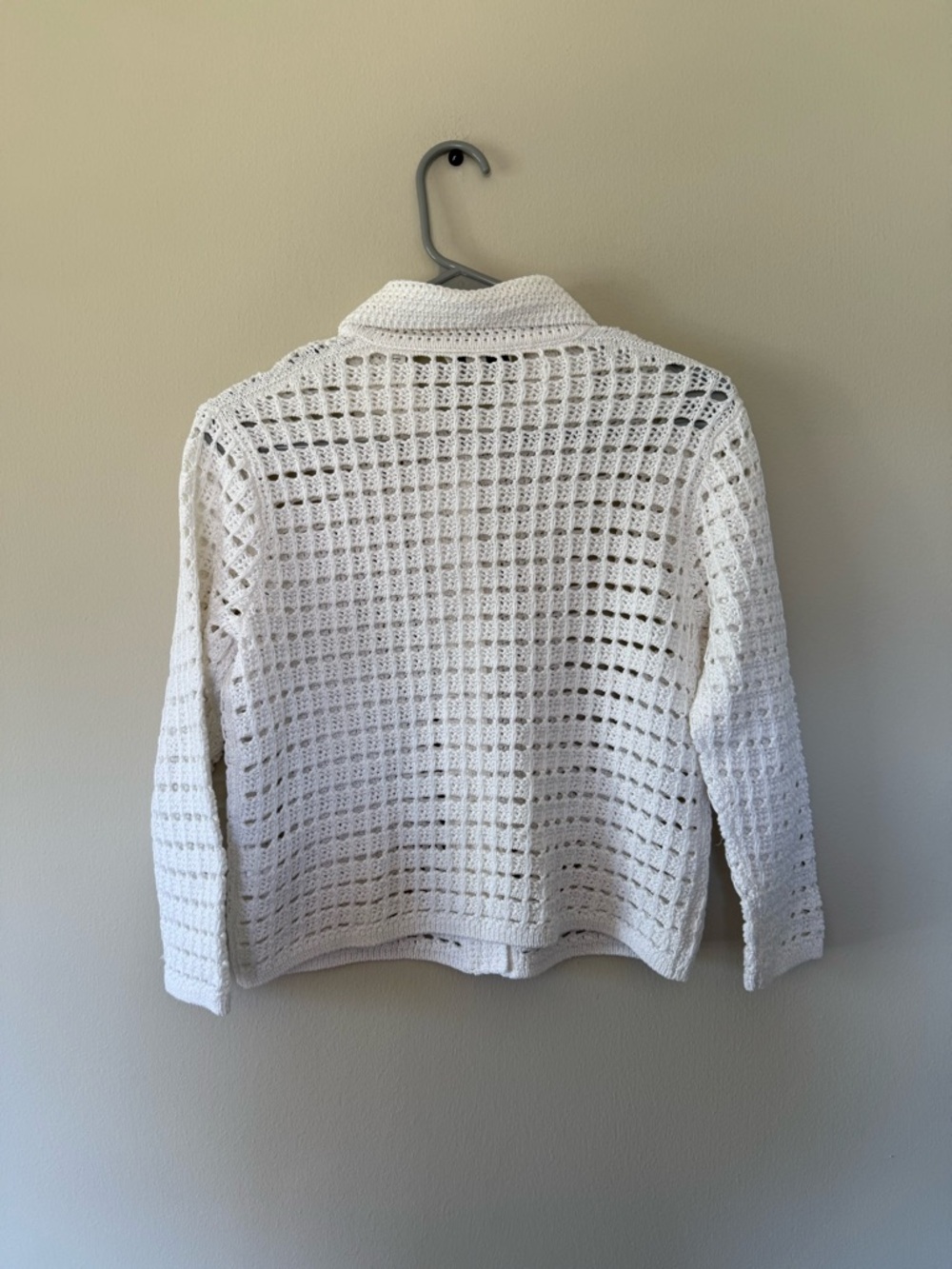 Vince Block Stitch Cotton Cardigan in Optic White - Picture 6 of 6